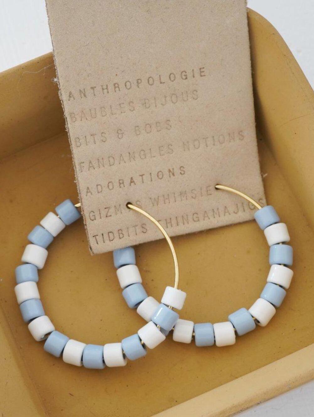 Anthropologie Enamel Bead Hoop Earrings